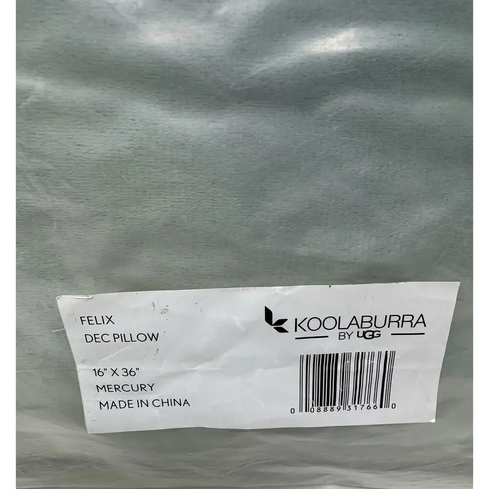 Koolaburra by UGG Felix Decorative Pillow 16x36 Mercury Faux Fur Lumbar